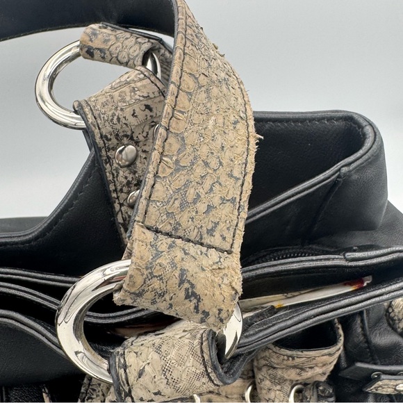 CHI by Falchi Snakeskin Lambskin Satchel Hobo Shoulder Bag...